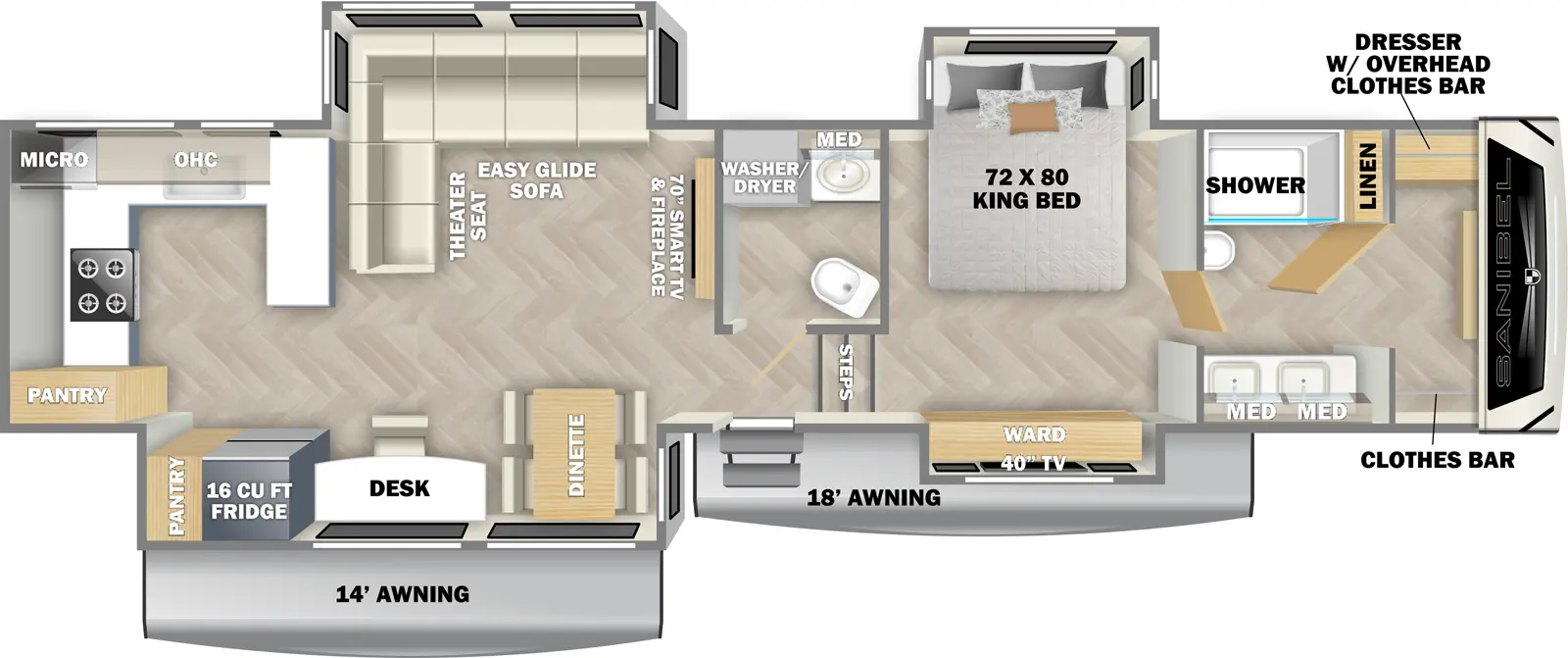 Sanibel 3883LRWB Floorplan